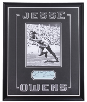 Jesse Owens Signed and Framed to 18x22" Cut Collage (JSA)